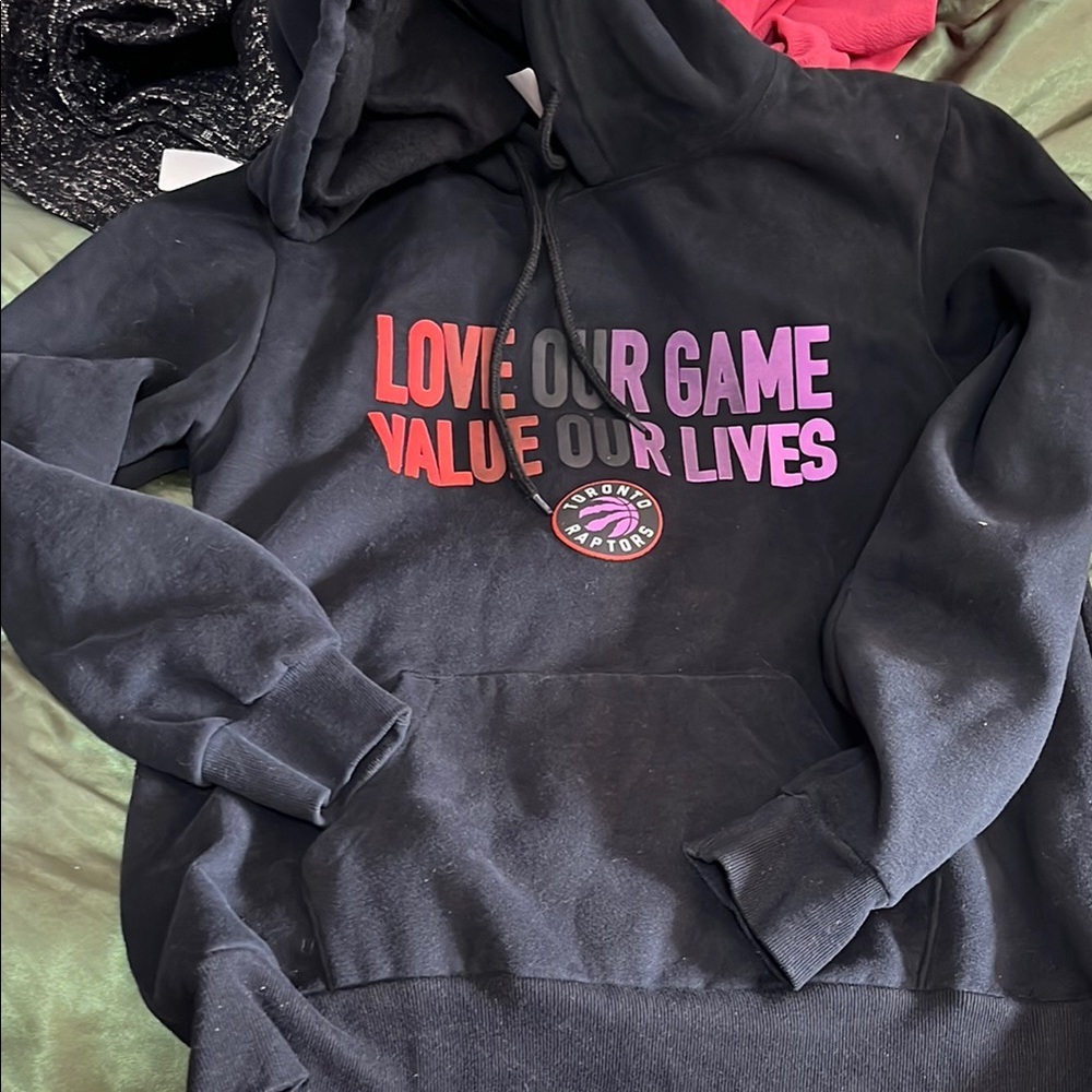 Black raptors  Hoodie with Colorful Text